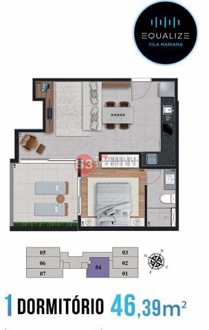 Apartamento à venda com 1 quarto, 37m² - Foto 2