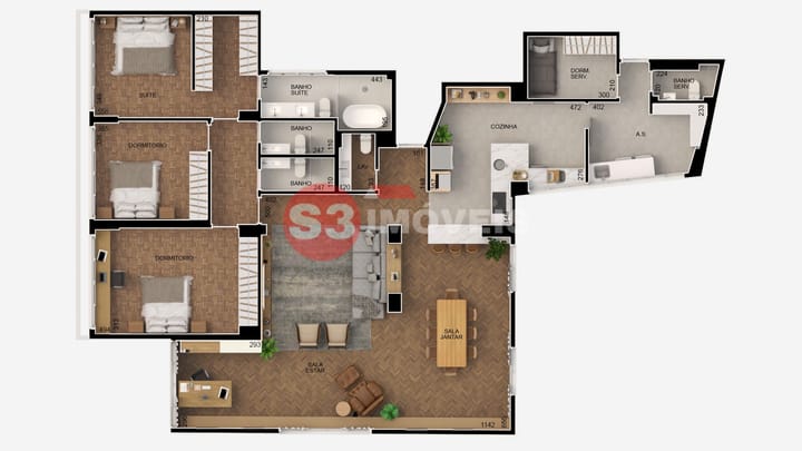 Apartamento à venda com 3 quartos, 200m² - Foto 4