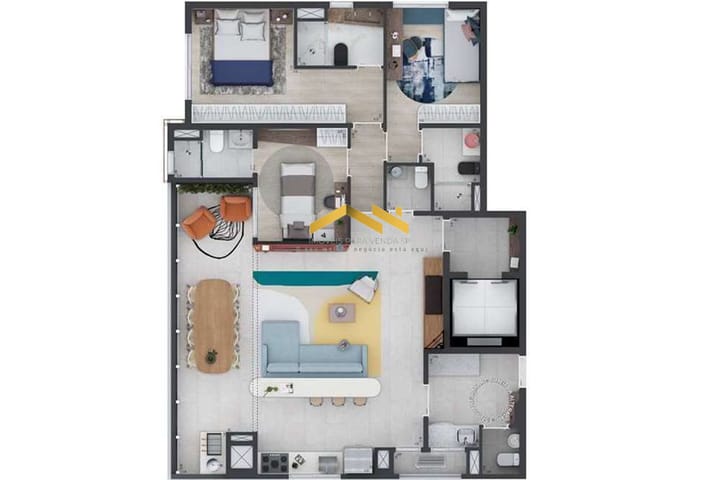 Apartamento à venda com 3 quartos, 121m² - Foto 2